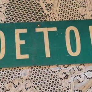 Vintage Road Sign Detour 2 sided